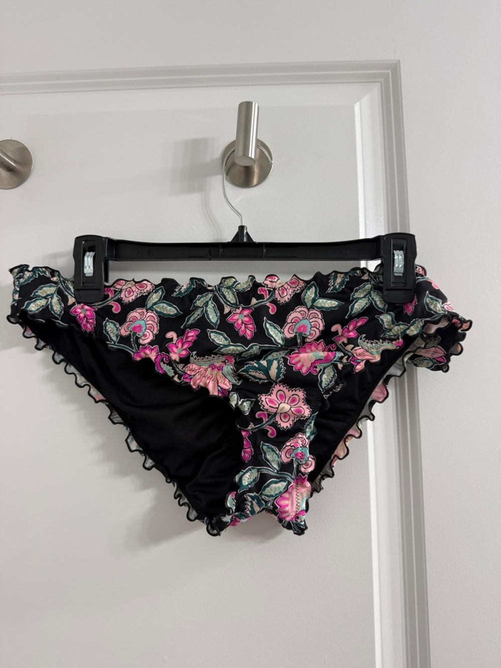 Shade & Shore Black Bikini Bottoms with Pink Floral Print